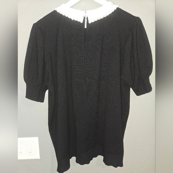 Sioni Black & White Beaded Collar Sweater Top Size 2XL - Picture 16 of 16